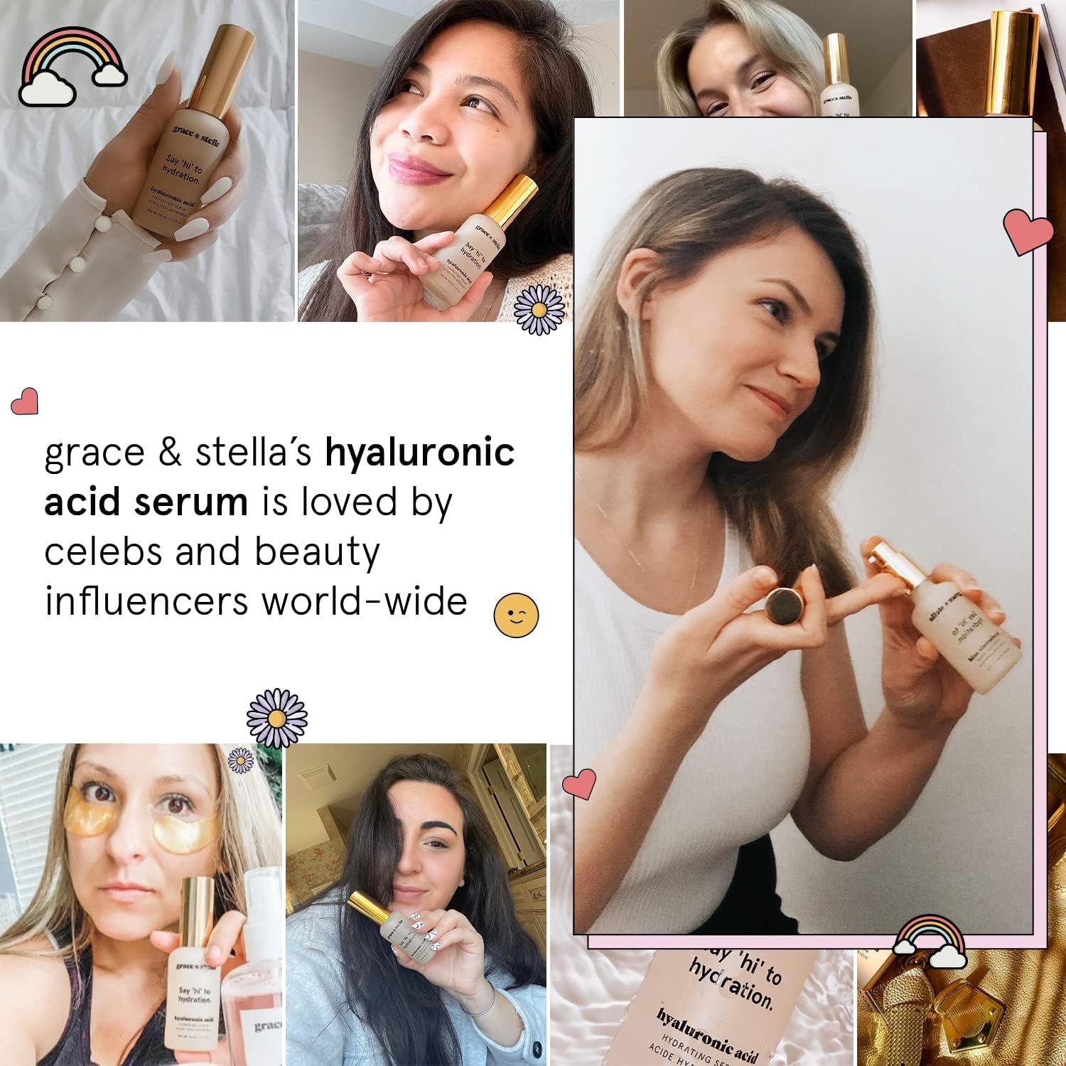 imagegrace ampamp stella Award Winning Hyaluronic Acid Serum 50ml17 fl oz Hydrating Hyaluronic Acid Serum for Face Acido Hialuronico for Women Remove Fine Lines Wrinkles Anti Aging Vegan SkincareHyaluronic Acid Serum 10ml Dropper Travel Size