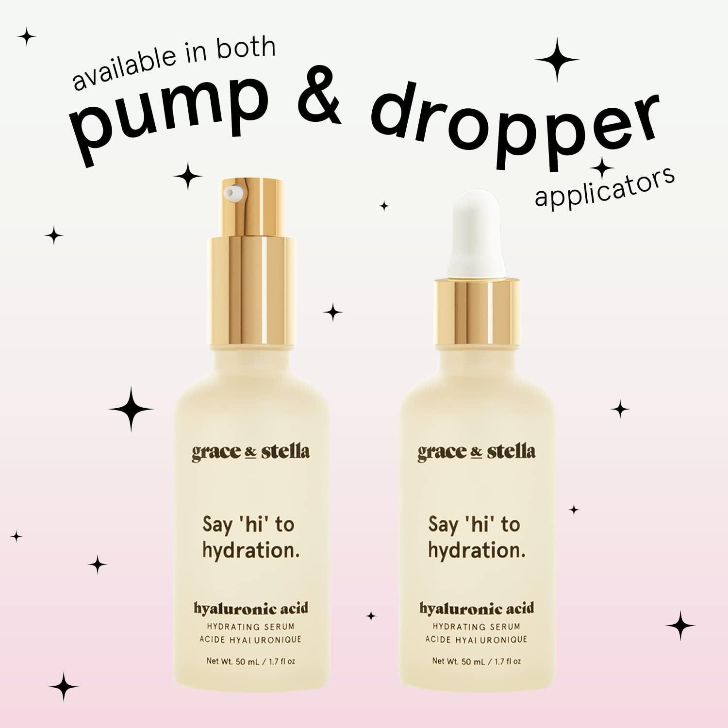 imagegrace ampamp stella Award Winning Hyaluronic Acid Serum 50ml17 fl oz Hydrating Hyaluronic Acid Serum for Face Acido Hialuronico for Women Remove Fine Lines Wrinkles Anti Aging Vegan SkincareHyaluronic Acid Serum 50ml Pump Travel Size