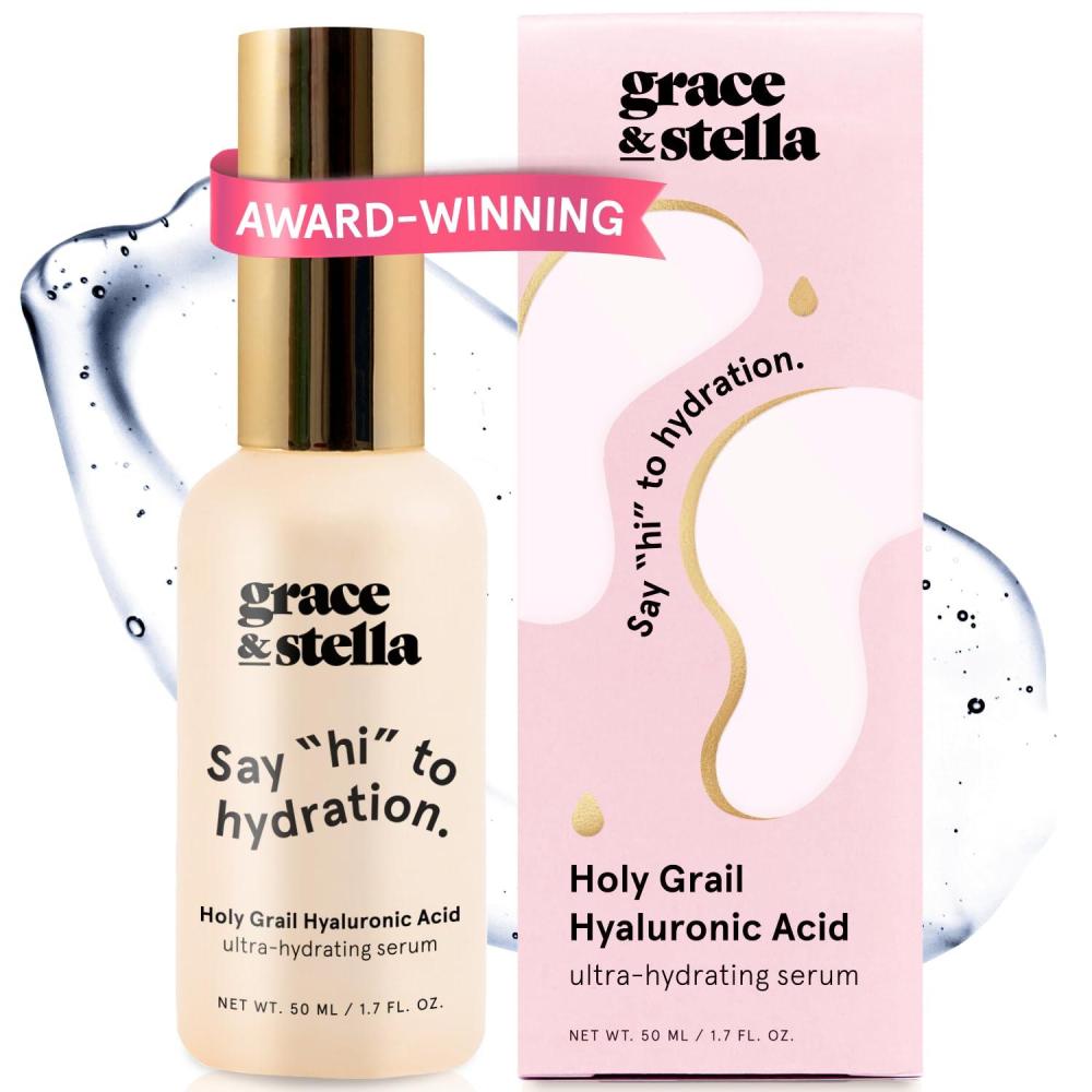 imagegrace ampamp stella Award Winning Hyaluronic Acid Serum 50ml17 fl oz Hydrating Hyaluronic Acid Serum for Face Acido Hialuronico for Women Remove Fine Lines Wrinkles Anti Aging Vegan SkincareHyaluronic Acid Serum 50ml Pump Travel Size