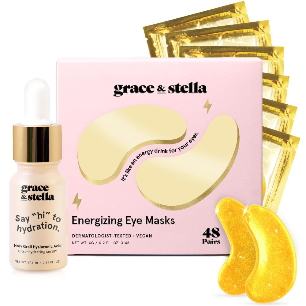 imagegrace ampamp stella Award Winning Under Eye Mask  Early Christmas Gift Ideas Gifts for Women Undereye Patches for Dark Circles Puffiness Wrinkles Gold Eye Mask 48 Pairs  Hyaluronic Acid Serum 17mlGold 48 Pairs