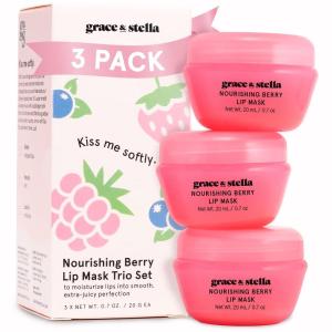 grace & stella Award Winning Lip Butter – Hydrating Lip Balm – Nourishing Lip Mask (1-pack) Travel Essentials, Travel Size Toiletries, Birthday Gifts for Women & Teens – Overnight Lip Repair – Vegan(Pack of 3)
