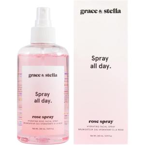 grace & stella Award Winning Rose Water Facial Spray (240ml) – Vegan – Rose Water Spray for Face – Rosewater Spray Toner Rose Hydrosol – Rose Spray Facial Mist – Rosewater Spray Toner Rose Hydrosol(240ml)