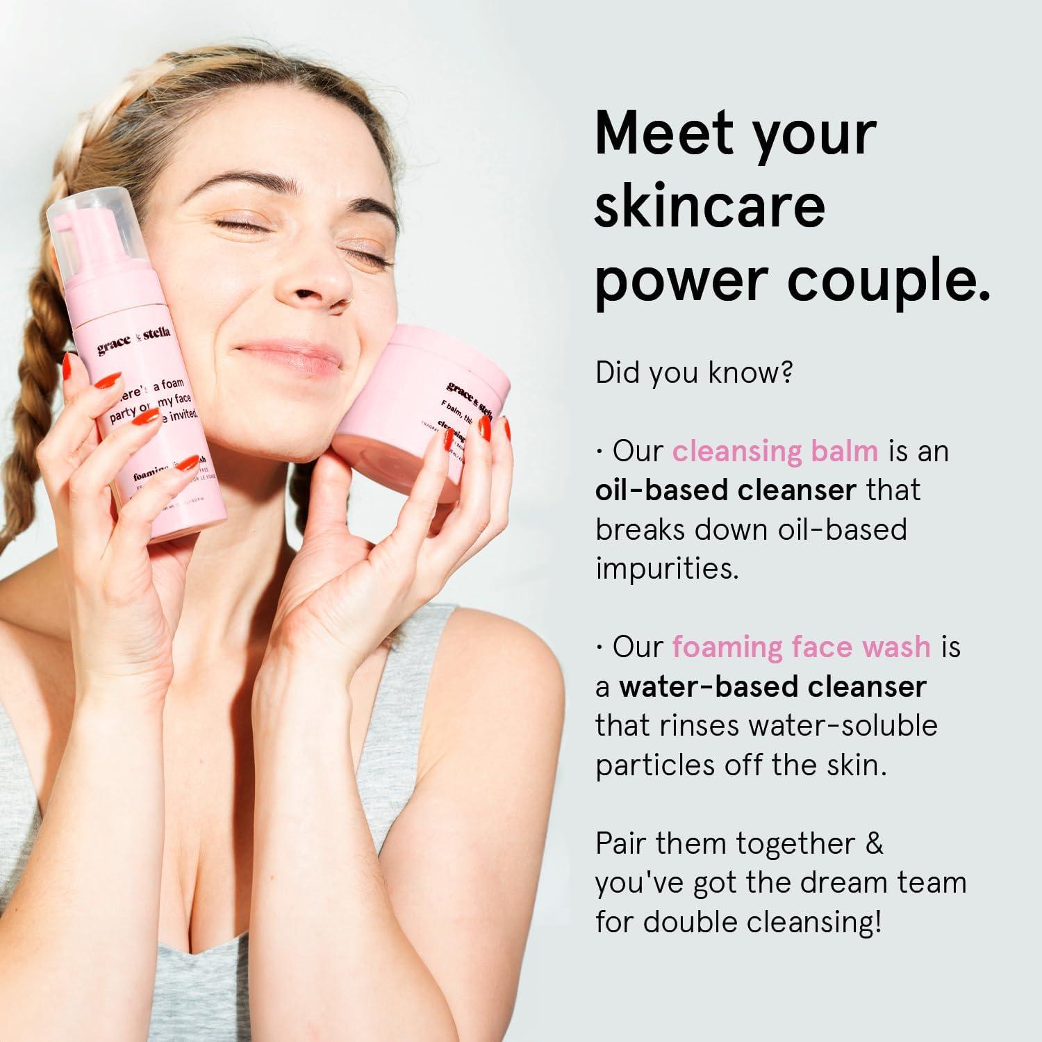 imagegrace ampamp stella Makeup Remover Cleansing Balm Hydrating Facial Cleanser with Vitamin E for Soft Nourished Skin Melt Stubborn Waterproof Make Up Mascara Eye Liner Vegan Skincare 102g 43 ozCleansing Balm 41g Travel Size