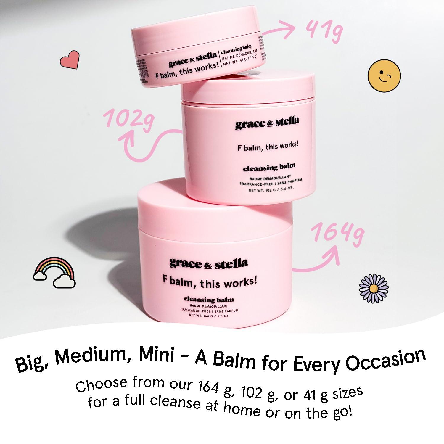 imagegrace ampamp stella Makeup Remover Cleansing Balm Hydrating Facial Cleanser with Vitamin E for Soft Nourished Skin Melt Stubborn Waterproof Make Up Mascara Eye Liner Vegan Skincare 102g 43 ozCleansing Balm 164 g