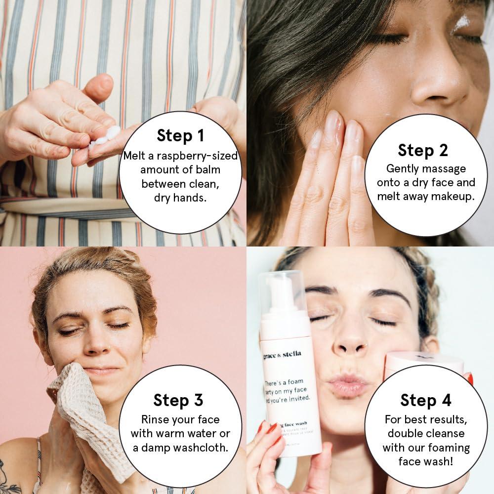 imagegrace ampamp stella Makeup Remover Cleansing Balm Hydrating Facial Cleanser with Vitamin E for Soft Nourished Skin Melt Stubborn Waterproof Make Up Mascara Eye Liner Vegan Skincare 102g 43 ozCleansing Balm 164 g