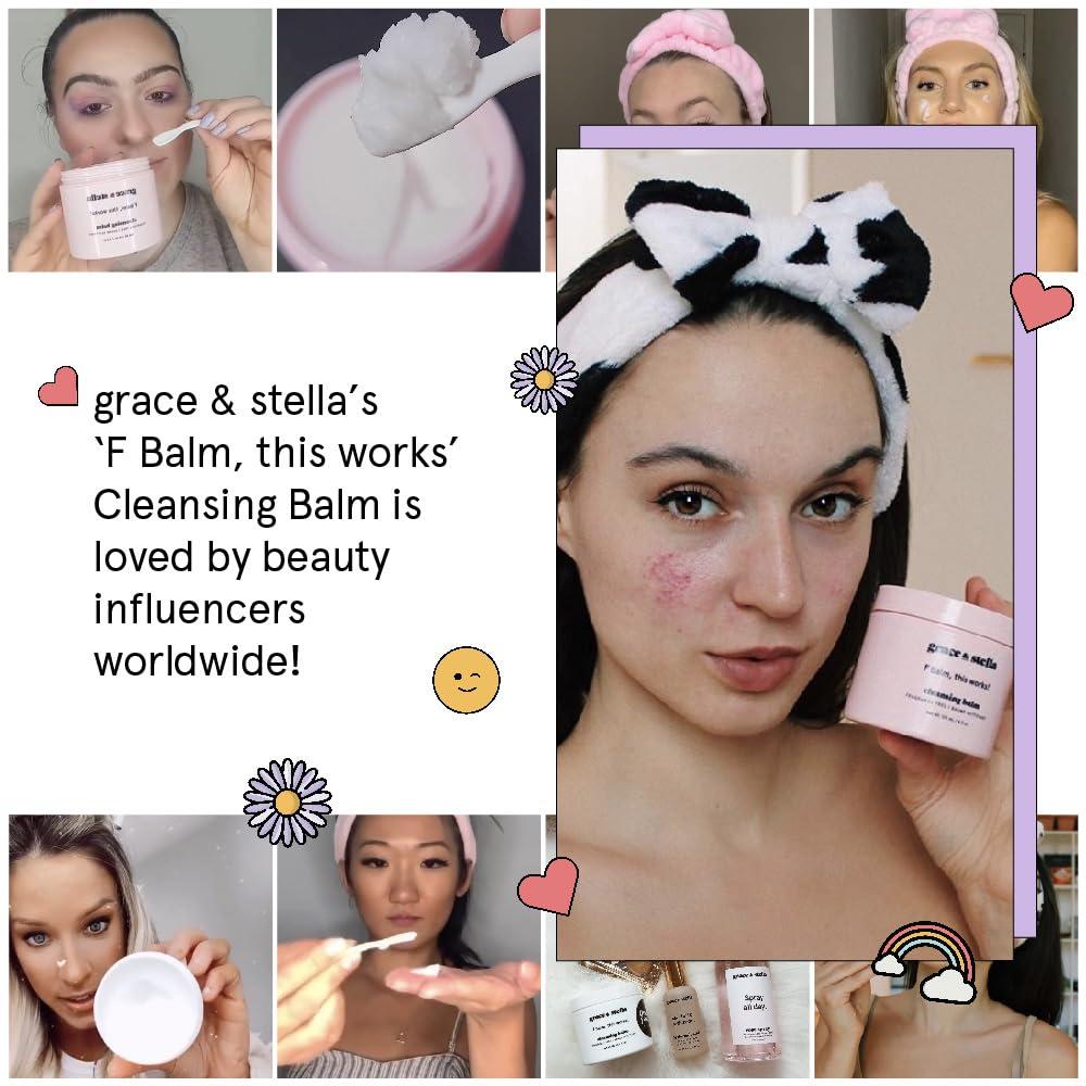 imagegrace ampamp stella Makeup Remover Cleansing Balm Hydrating Facial Cleanser with Vitamin E for Soft Nourished Skin Melt Stubborn Waterproof Make Up Mascara Eye Liner Vegan Skincare 102g 43 ozCleansing Balm 41g Travel Size