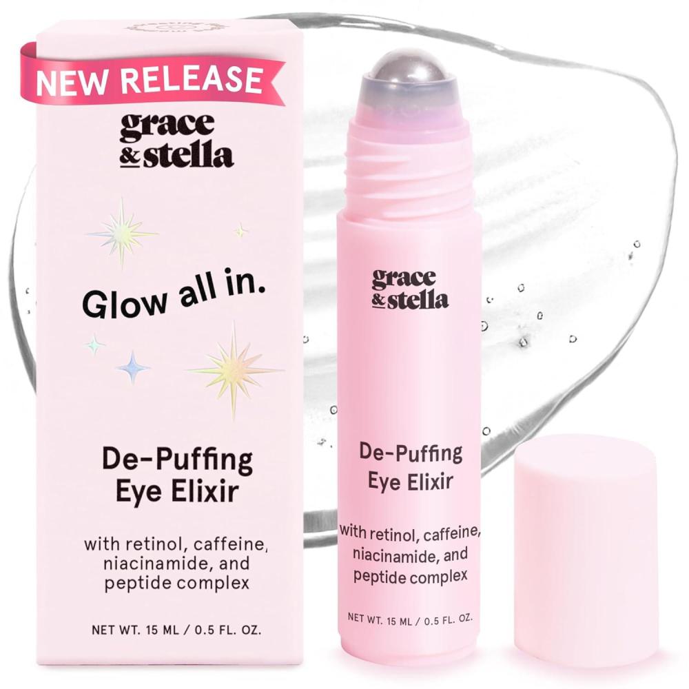 imagegrace ampamp stella Eye Wrinkle Pads and Patches  Cooling Eye Mask for Puffiness  Ice Mask  Gel to Reduce Wrinkles Dark Circles Eyebags Migraines  Hot ampamp ColdEye Roller 15ml  05Fl oz