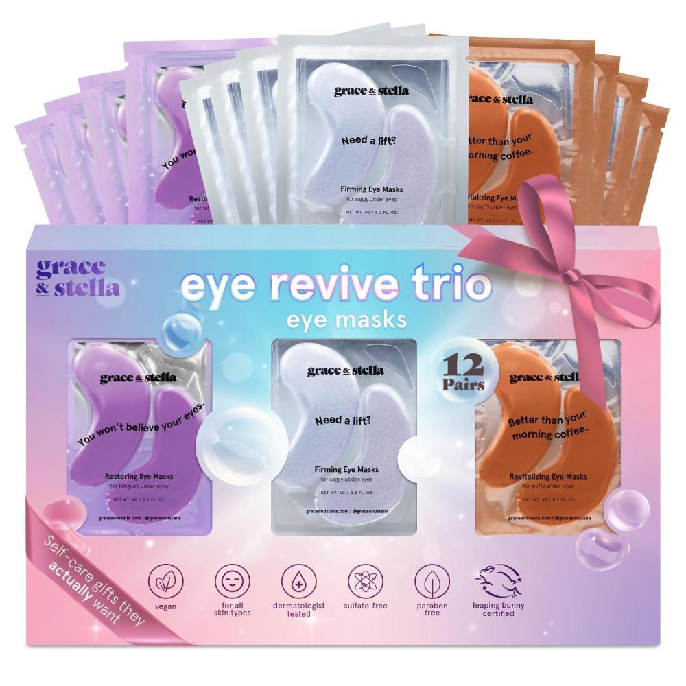 imagegrace ampamp stella Retinol Under Eye Patches for Puffy Eyes and Dark Circles  Restoring Gel Under Eye Masks with Hyaluronic Acid  Vegan Skincare White Elephant Gifts for Adults Purple 48 PairsGift Set 12 pairs