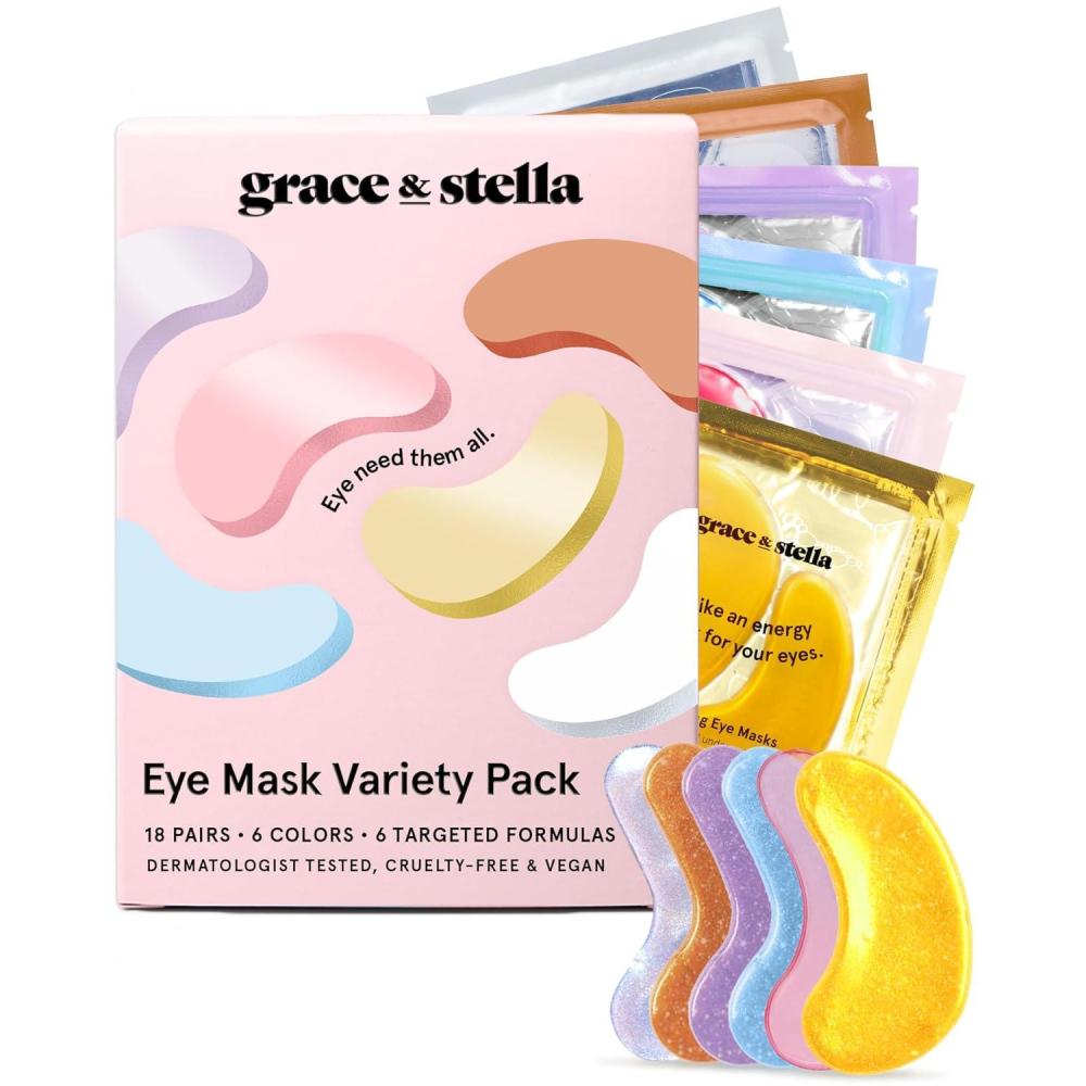 imagegrace ampamp stella Retinol Under Eye Patches for Puffy Eyes and Dark Circles Restoring Gel Under Eye Masks with Hyaluronic Acid Vegan Skincare White Elephant Gifts for Adults Purple 48 Pairs6 Colors 18 pairs