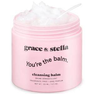 grace & stella Makeup Remover Cleansing Balm – Hydrating Facial Cleanser with Vitamin E for Soft, Nourished Skin – Melt Stubborn Waterproof Make Up, Mascara, Eye Liner – Vegan Skincare (102g/ 4.3 oz)(Cleansing Balm 125 ml)