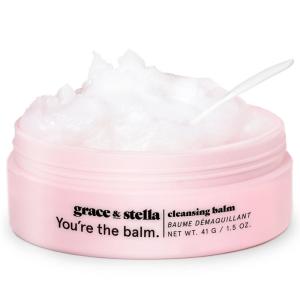 grace & stella Makeup Remover Cleansing Balm – Hydrating Facial Cleanser with Vitamin E for Soft, Nourished Skin – Melt Stubborn Waterproof Make Up, Mascara, Eye Liner – Vegan Skincare (102g/ 4.3 oz)(Cleansing Balm 41g (Travel Size))