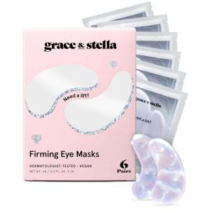 grace & stella Retinol Under Eye Patches for Puffy Eyes and Dark Circles – Restoring Gel Under Eye Masks with Hyaluronic Acid – Vegan Skincare, White Elephant Gifts for Adults (Purple, 48 Pairs)(White (6 Pairs))