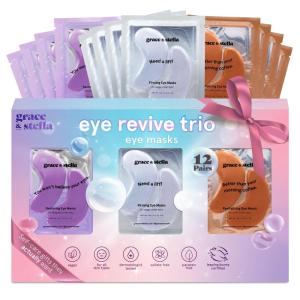 grace & stella Retinol Under Eye Patches for Puffy Eyes and Dark Circles – Restoring Gel Under Eye Masks with Hyaluronic Acid – Vegan Skincare, White Elephant Gifts for Adults (Purple, 48 Pairs)(Gift Set (12 pairs))