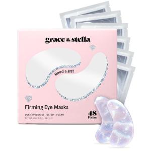 grace & stella Retinol Under Eye Patches for Puffy Eyes and Dark Circles – Restoring Gel Under Eye Masks with Hyaluronic Acid – Vegan Skincare, White Elephant Gifts for Adults (Purple, 48 Pairs)(White (48 Pairs))