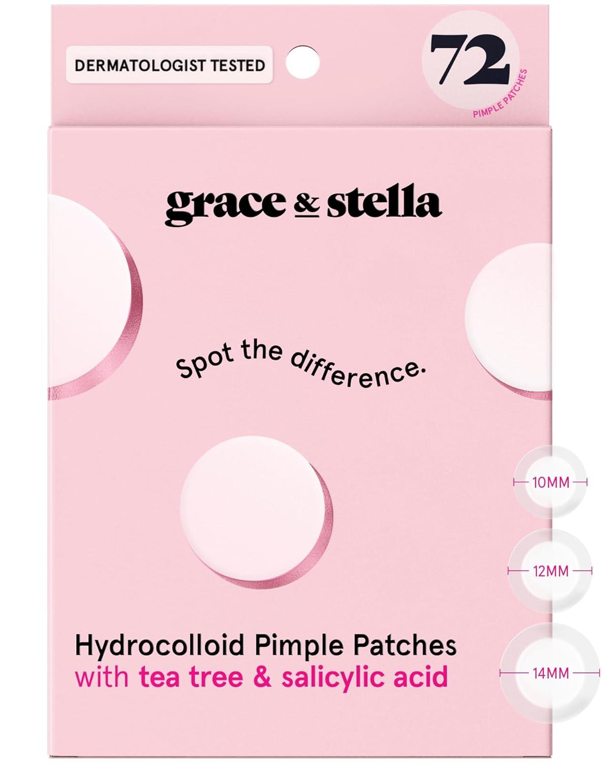 imagegrace ampamp stella Award Winning Pore Strip Pimple Patches for Face Hydrocolloid Acne Patches Absorbs Zits Reduces Redness Cute Patches DermatologistTested Vegan Multishape 72 Count72 Count Pack of 1