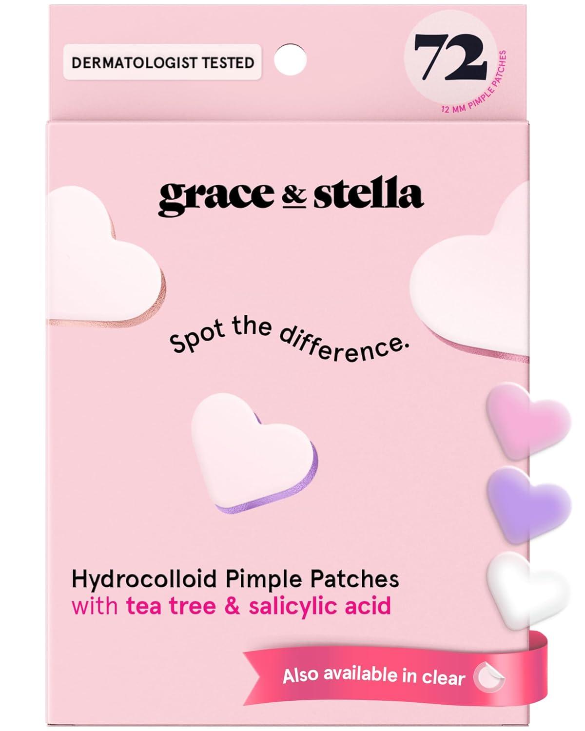 imagegrace ampamp stella Award Winning Pore Strip Pimple Patches for Face Hydrocolloid Acne Patches Absorbs Zits Reduces Redness Cute Patches DermatologistTested Vegan Multishape 72 Count72 Count Pack of 1