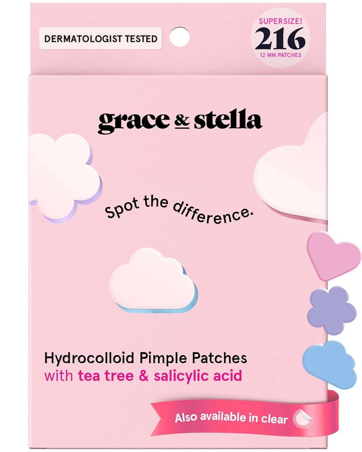 imagegrace ampamp stella Award Winning Pore Strip Pimple Patches for Face Hydrocolloid Acne Patches Absorbs Zits Reduces Redness Cute Patches DermatologistTested Vegan Multishape 72 Count216 Count Pack of 1