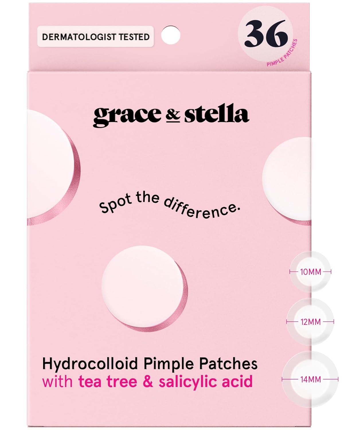 imagegrace ampamp stella Award Winning Pore Strip Pimple Patches for Face Hydrocolloid Acne Patches Absorbs Zits Reduces Redness Cute Patches DermatologistTested Vegan Multishape 72 Count36 Count Pack of 1