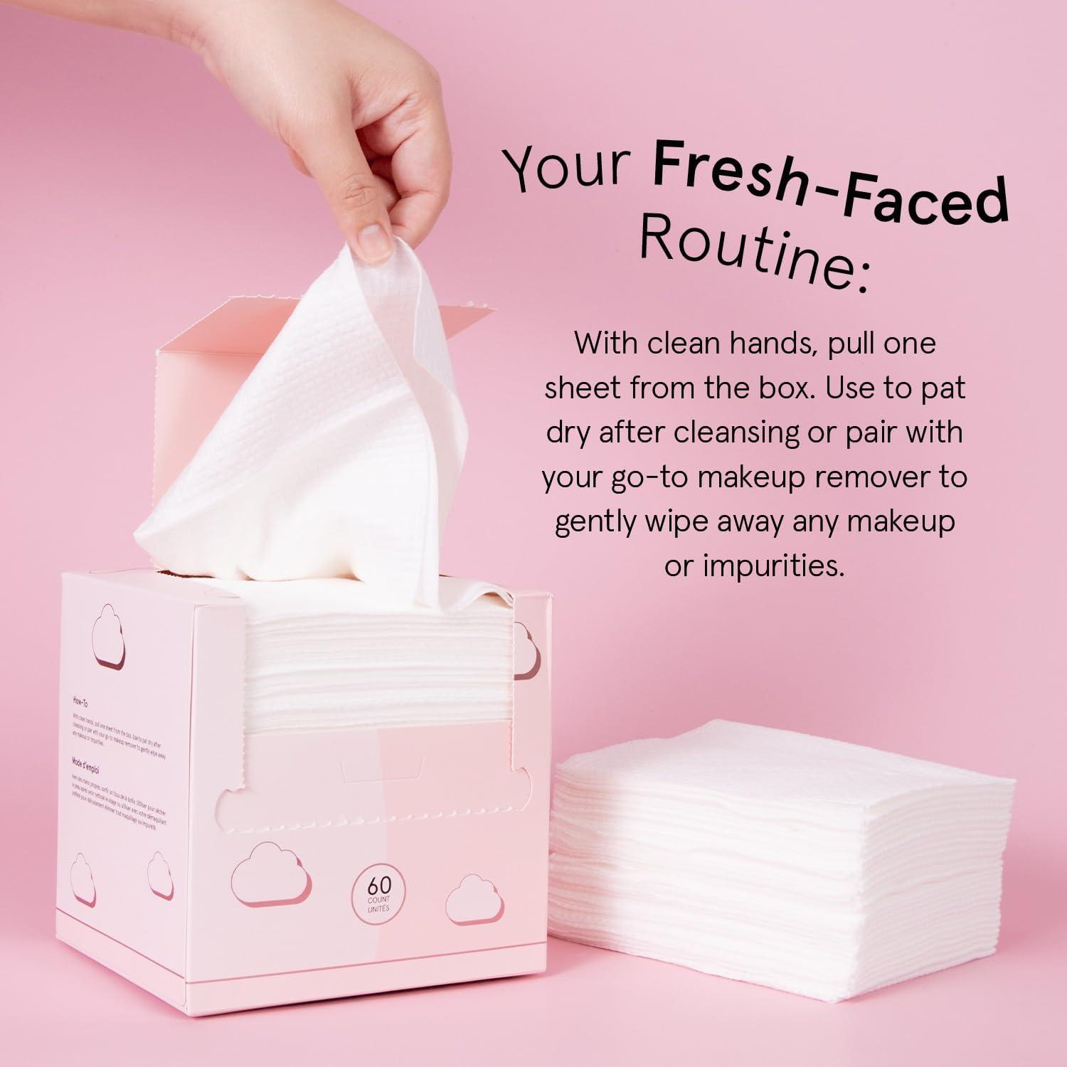 imagegrace ampamp stella Disposable Face Towels Travel Essentials UltraSoft ampamp Absorbent Face Wipes Towelettes XL Facial Towels for Cleansing ampamp Makeup Removal LintFree Facial Tissue Vegan 60 Count