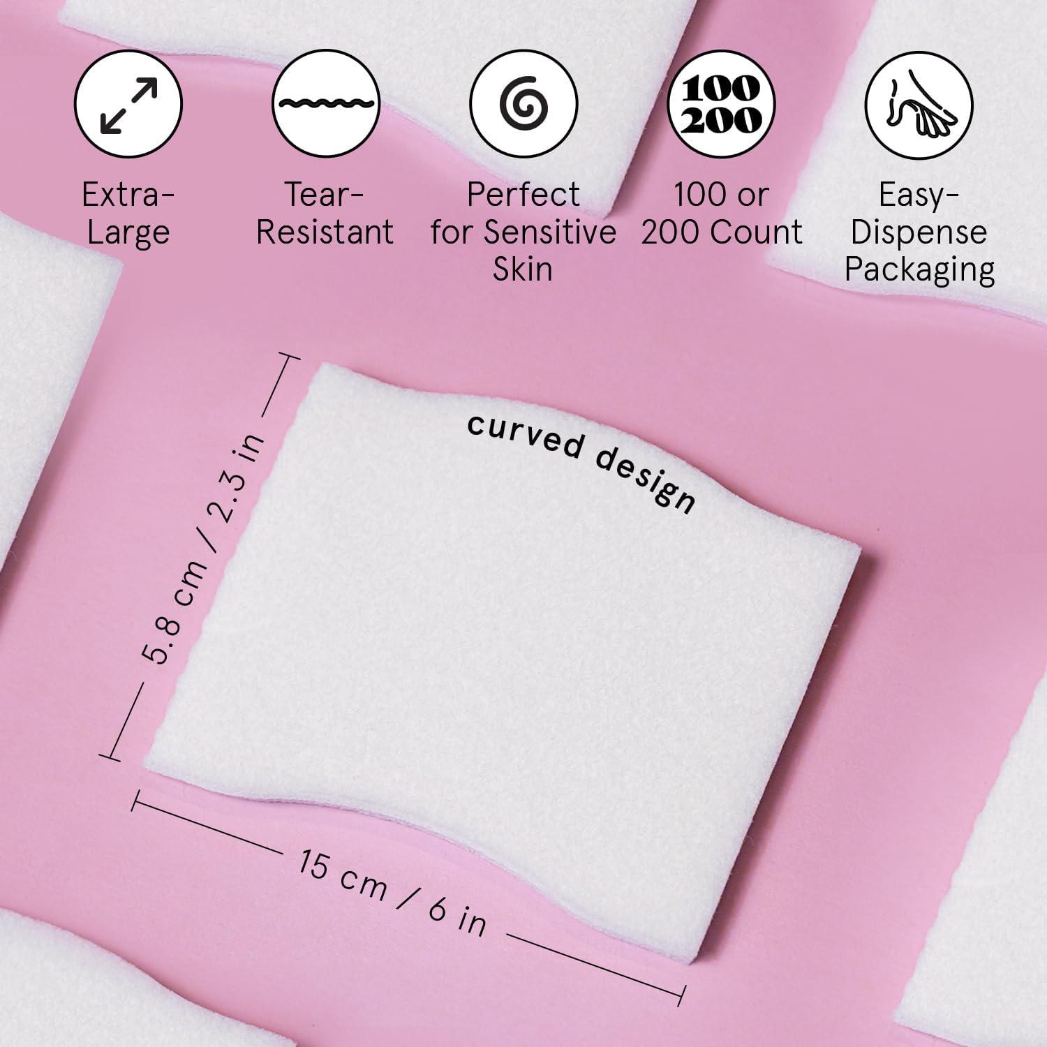 imagegrace ampamp stella Face Pads for Toner Essence and DIY Mask 100 Count Soft LintFree Makeup Remover Pads Durable XL Facial Pad for Skincare Vegan CrueltyFreePack of 100
