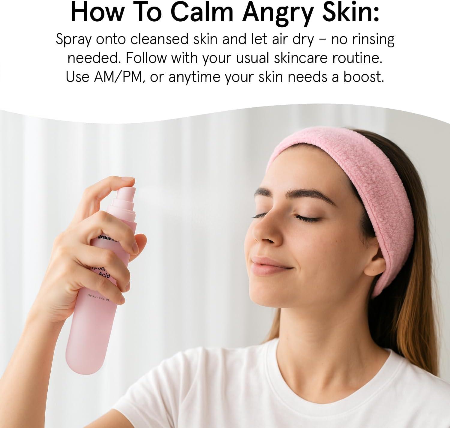 imagegrace ampamp stella Hypochlorous Acid Spray for Face Body Acne Spray Gentle Face Mist to Calm Redness ampamp FlareUps Back Acne Soothing Facial Mist for Sensitive Skin Travel Size 60 ml2 fl oz120ml