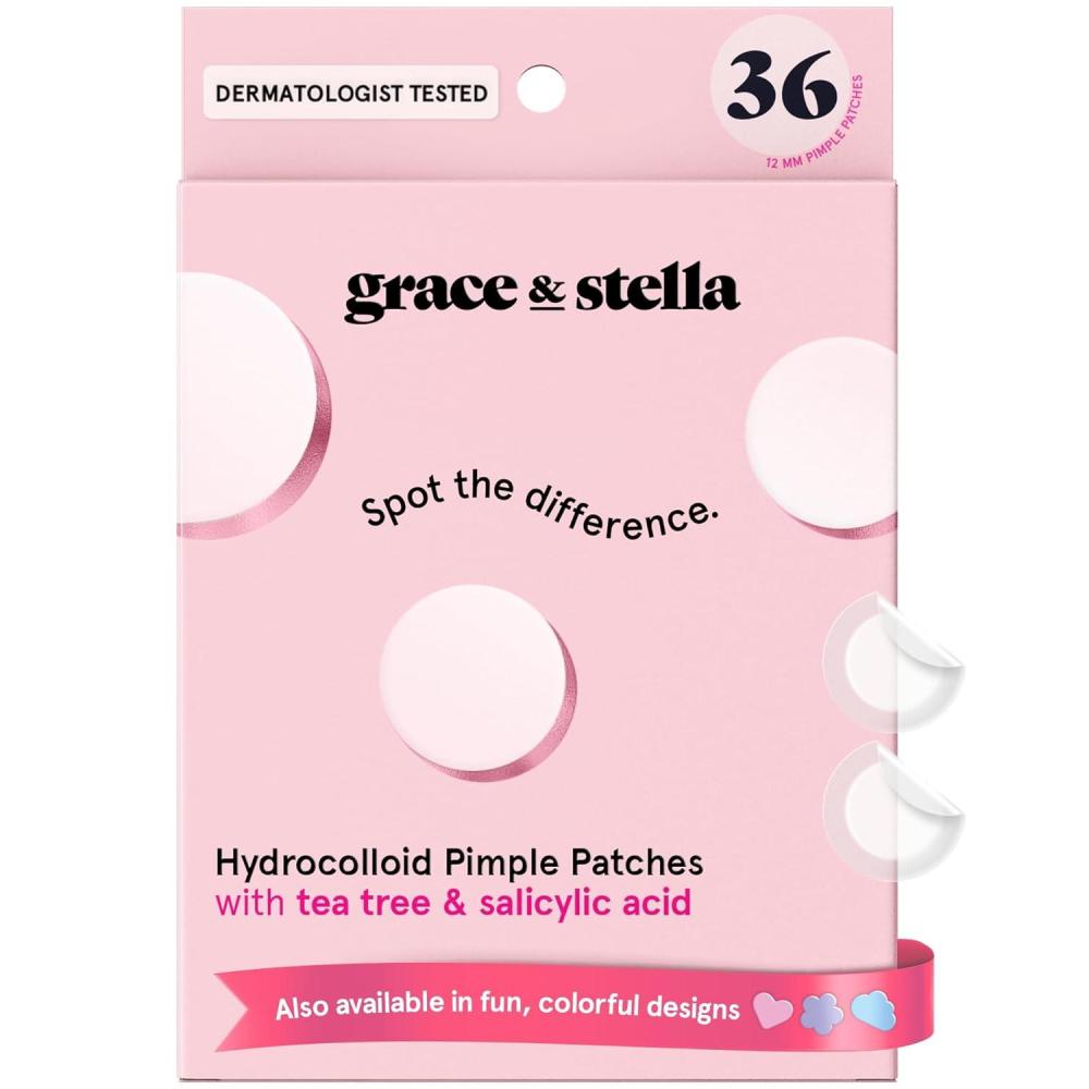 imagegrace ampamp stella Award Winning Pore Strip Pimple Patches for Face Hydrocolloid Acne Patches Absorbs Zits Reduces Redness Cute Patches DermatologistTested Vegan Multishape 72 Count36 Count Pack of 1