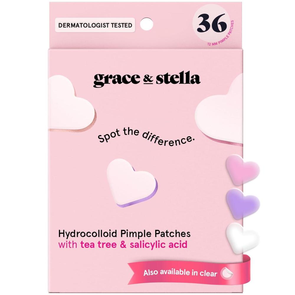 imagegrace ampamp stella Award Winning Pore Strip Pimple Patches for Face Hydrocolloid Acne Patches Absorbs Zits Reduces Redness Cute Patches DermatologistTested Vegan Multishape 72 CountPack of 36
