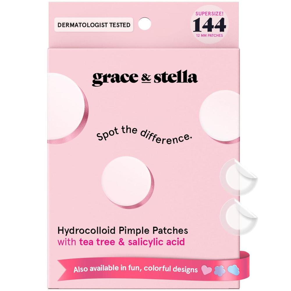 imagegrace ampamp stella Award Winning Pore Strip Pimple Patches for Face Hydrocolloid Acne Patches Absorbs Zits Reduces Redness Cute Patches DermatologistTested Vegan Multishape 72 Count144 Count Pack of 1