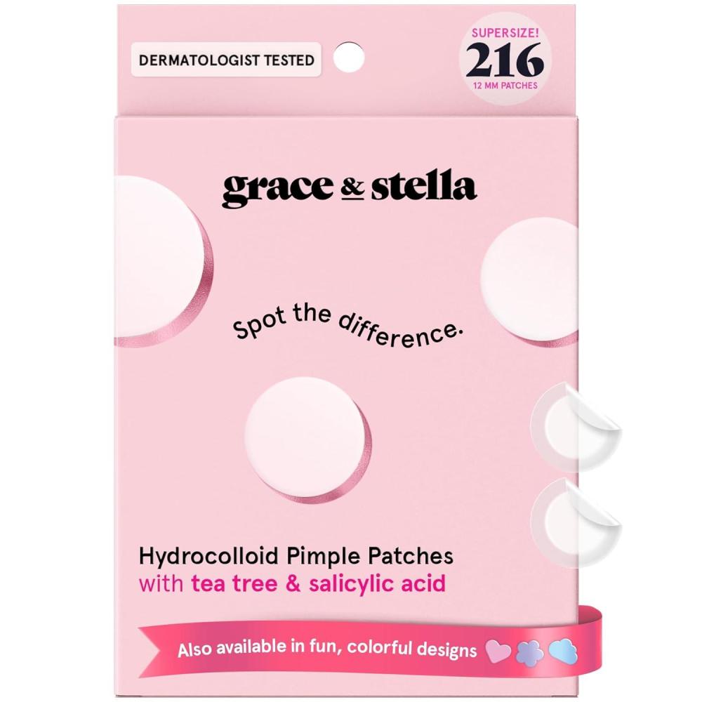 imagegrace ampamp stella Award Winning Pore Strip Pimple Patches for Face Hydrocolloid Acne Patches Absorbs Zits Reduces Redness Cute Patches DermatologistTested Vegan Multishape 72 Count216 Count Pack of 1