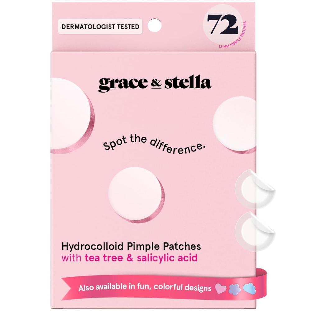 imagegrace ampamp stella Award Winning Pore Strip Pimple Patches for Face Hydrocolloid Acne Patches Absorbs Zits Reduces Redness Cute Patches DermatologistTested Vegan Multishape 72 Count72 Count Pack of 1