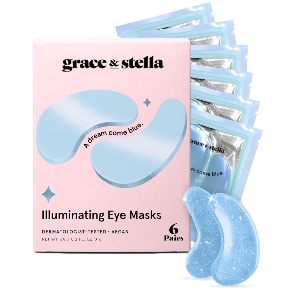 imagegrace ampamp stella Award Winning Under Eye Mask Reduce Dark Circles Puffy Eyes Undereye Bags Wrinkles Gel Under Eye Patches Birthday Gifts for Women Vegan Thanksgiving Gifts 24 Pairs BlueBlue 6 Pairs