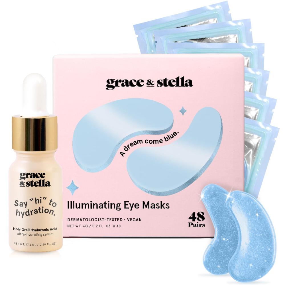 imagegrace ampamp stella Award Winning Under Eye Mask Reduce Dark Circles Puffy Eyes Undereye Bags Wrinkles Gel Under Eye Patches Birthday Gifts for Women Vegan Thanksgiving Gifts 24 Pairs BlueBlue 48 Pairs