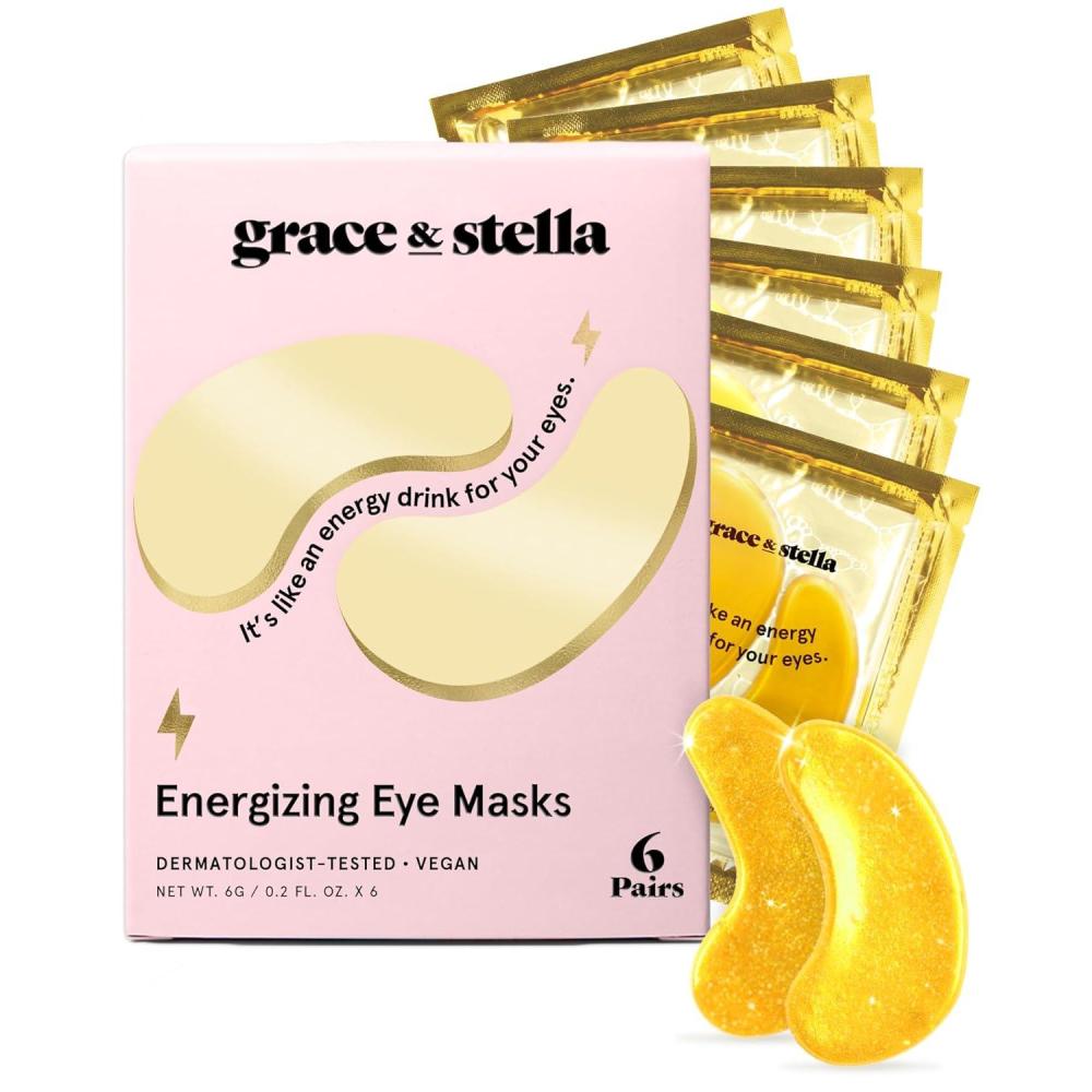 imagegrace ampamp stella Award Winning Under Eye Mask Reduce Dark Circles Puffy Eyes Undereye Bags Wrinkles Gel Under Eye Patches Birthday Gifts for Women  Vegan  Thanksgiving Gifts 24 Pairs BlueGold 6 Pairs