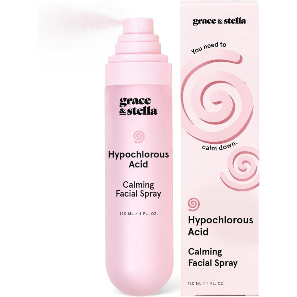 imagegrace ampamp stella Hypochlorous Acid Spray for Face Body Acne Spray Gentle Face Mist to Calm Redness ampamp FlareUps Back Acne Soothing Facial Mist for Sensitive Skin Travel Size 60 ml2 fl oz120ml