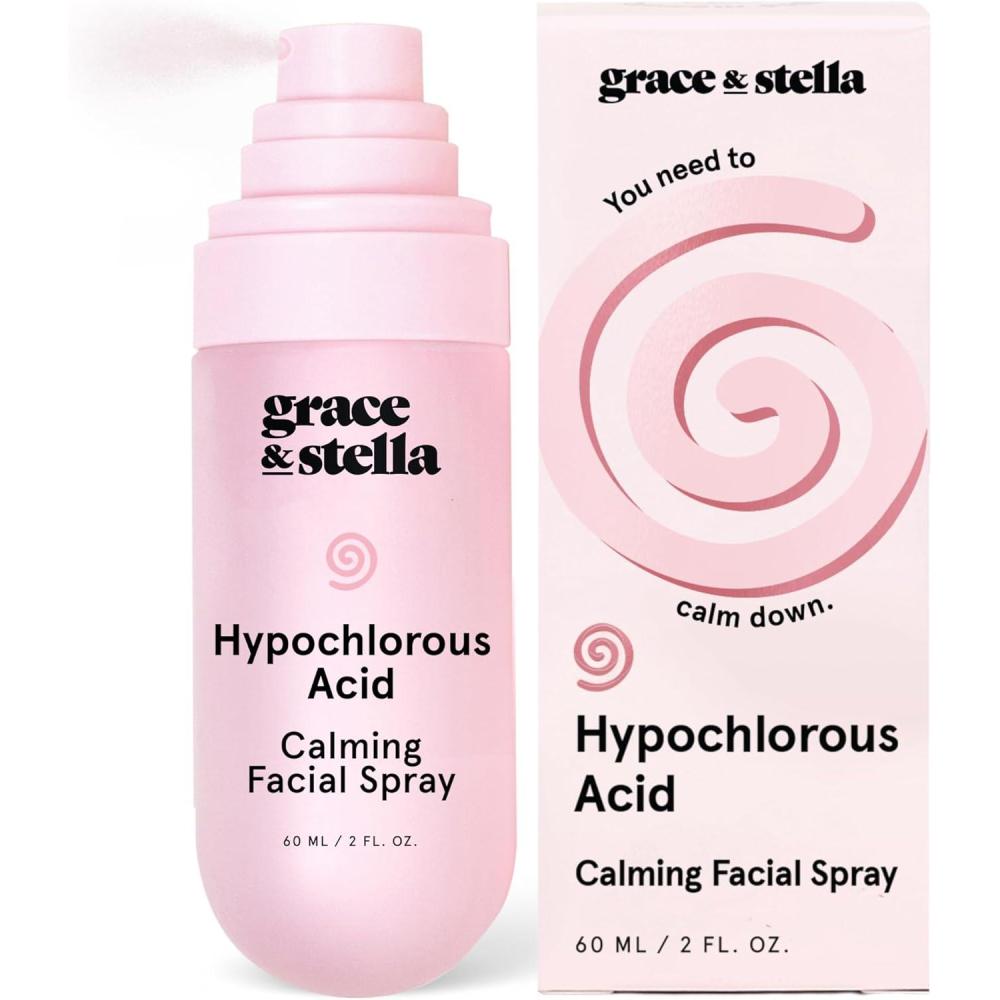 imagegrace ampamp stella Hypochlorous Acid Spray for Face Body Acne Spray Gentle Face Mist to Calm Redness ampamp FlareUps Back Acne Soothing Facial Mist for Sensitive Skin Travel Size 60 ml2 fl oz60 ml
