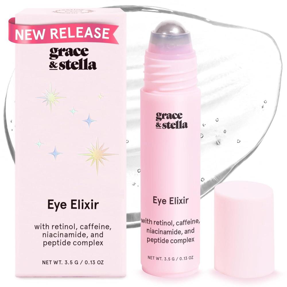 imagegrace ampamp stella Under Eye Serum Retinol ampamp Caffeine Eye Serum for Puffiness Dark Circles Wrinkles Vegan Skincare