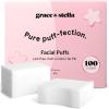 grace & stella Face Pads for Toner, Essence, and DIY Mask (100 Count) – Soft, Lint-Free Makeup Remover Pads – Durable XL Facial Pad for Skincare – Vegan, Cruelty-Free(Pack of 100)