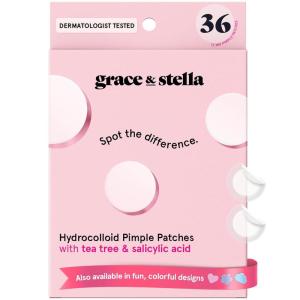 grace & stella Award Winning Pore Strip – Pimple Patches for Face – Hydrocolloid Acne Patches – Absorbs Zits, Reduces Redness – Cute Patches Dermatologist-Tested, Vegan (Multishape, 72 Count)(36 Count (Pack of 1))