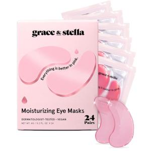 grace & stella Award Winning Under Eye Mask Reduce Dark Circles, Puffy Eyes, Undereye Bags, Wrinkles, Gel Under Eye Patches, Birthday Gifts for Women – Vegan – Thanksgiving Gifts (24 Pairs, Blue)(Pink (24 Pairs))