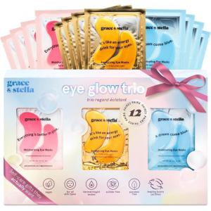 grace & stella Award Winning Under Eye Mask Reduce Dark Circles, Puffy Eyes, Undereye Bags, Wrinkles, Gel Under Eye Patches, Birthday Gifts for Women – Vegan – Thanksgiving Gifts (24 Pairs, Blue)(Gift Set (12 Pairs))