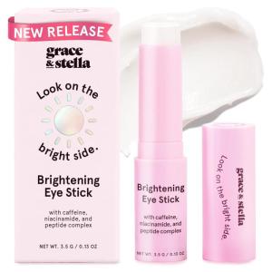 grace & stella Under Eye Brightener Balm Stick – Travel Size Toiletries – Retinol & Caffeine Eye Cream for Dark Circles, Puffiness, Wrinkles – Restore and Hydrate – Vegan Skincare (0.13oz / 3.5g)(Brightening Eye Stick (3.5g / 0.13 oz))